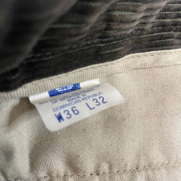 Dockers Premium Khakis Corduroy Flat Front Pants Olive Green/Brown Size 35 x 31 - Picture 3 of 9